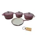 Premium 7-Piece Cast Iron Cookware Set+ Smte keychain-HelioTrope Pink