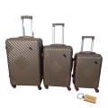 Expert 3Piece Hard Outer Shell Suitcase - Quad Wheel-G2 With SMTE Bag Tag-Mocha Brown