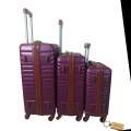 Expert 3Piece Hard Outer Shell Suitcase - Quad Wheel-G2 With SMTE Bag Tag-Purple