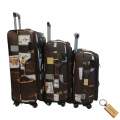 Premium Leather Brown 3-Piece Suitcase Set-leather boat+ Smte Keyring
