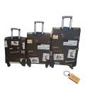 Premium Leather Brown 3-Piece Suitcase Set-leather boat+ Smte Keyring