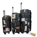 Leather Black 3-Piece Suitcase Set for -leather boat+Smte keyring