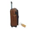 Premium Leather 1-Piece Suitcase Medium 65cm +Smte Keyring-Light Brown
