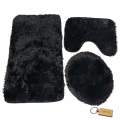 Sumptuous Comfort: Plush and Fluffy Toilet Seat Cover+Smte Keyring-Black