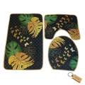 Elevate Your Bathroom with our 3-Piece Toilet Set-tx3p+Smte Keyring-Black Leafs