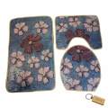 Elevate Your Bathroom with our 3-Piece Toilet Set-tx3p+Smte Keyring-Blue Flowers