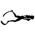 Supermoist Free diving lady sticker - Black/White
