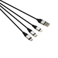 Gizzu 3 In 1 USB to Micro USB/ Type C/ Lightning 1.2m Cable - Black