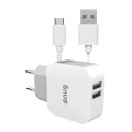 Snug Home Charger 2 USB Port 3.4 Amp Charger Type C - White