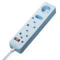 Switched 4 Way Surge Protected Multiplug 0.5M - Blue