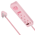Switched 4 Way Surge Protected Multiplug 0.5M - Pink