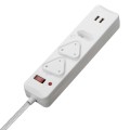 Switched 3 Way Surge Protected Multiplug With Dual 2.4A USB Ports 0.5M - White