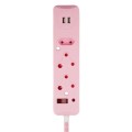 Switched 3 Way Surge Protected Multiplug With Dual 2.4A USB Ports 3M - Pink