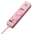 Switched 3 Way Surge Protected Multiplug With Dual 2.4A USB Ports 3M - Pink