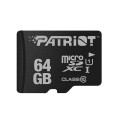 Patriot LX Class 10 64GB Micro SDHC Flash Memory Card - Black