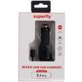 Superfly 2.1A Micro Fixed Car Charger - Black