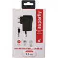 Superfly 2.1A Micro Fixed Wall Charger - Black