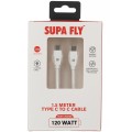 Superfly 1.5m 120W USB Type C Cable  White