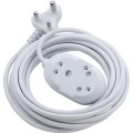 Switched 10m BTB Extension Cable/Cord/Lead Multiplug Light Duty - White