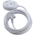 Switched 3m BTB Extension Cable/Cord/Lead Multiplug Light Duty - White