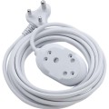 Switched 3m BTB Extension Cable/Cord/Lead Multiplug Light Duty - White