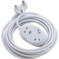 Switched 3m BTB Extension Cable/Cord/Lead Multiplug Heavy Duty - White