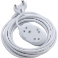 Switched 5m BTB Extension Cable/Cord/Lead Multiplug Heavy Duty - White