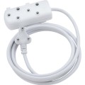 Switched 3m SBS Extension Cable/Cord/Lead Multiplug Light Duty - White