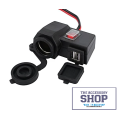 Motorcycle 2.1A USB charger with power socket