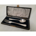 Silver plated boxed spoon and fork - childs