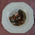 Decorative porcelain cake plate - country scene - valley farm - Lord Nelson Ware  210 cms dia
