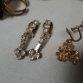 Vintage diamante earings and gilt screw on earings