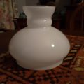 Vintage oil lamp glass shade White cased glass