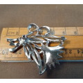 Vintage marcasite flower brooch with faux pearl