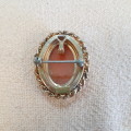 Shell Cameo pendant brooch.  Mid centuary american -  Signed PS CO  1/20 10K GF