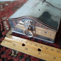 Deskset Inkstand silverplate on copper - lions head handles