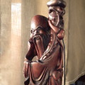 Huge Chinese Immortals Rosewood carved lamp  60cms tall - no shade