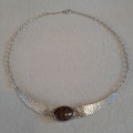 Silver necklace with semi precious stone. Custom made