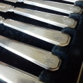 silver plated fruit set - boxed - 6 knives 6 forks - makers mark "M" monogram
