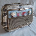 Akkord Pinguin K 58 portable faux snake skin - working - valve/battery radio Germany 1950's