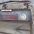 Akkord Pinguin K 58 portable faux snake skin - working - valve/battery radio Germany 1950's