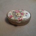Pill box - painted roses and flowers on the lid