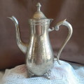 Silver Plate Coffee Pot with etched design 22cms tall - stamped