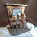 Metal musical wind up Toy - Piano Man - Working - vintage