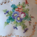 limoges plate pin tray leaf shape floral - hand painted signed E.C.