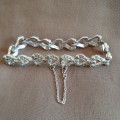 Marcasite bracelet - Silver tone - with safety chain