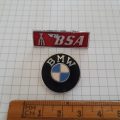 BSA enamel badge pin plus BMW enmel badge pin - vintage motorbike pins