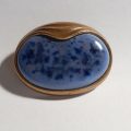 Blue Ceramic / glass brooch - stamped Finland and BB