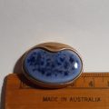 Blue Ceramic / glass brooch - stamped Finland and BB