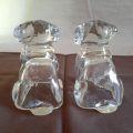 Two Pressed Glass Dogs Pups - vintage Boxer or Bull Mastiff  7.5cms tall